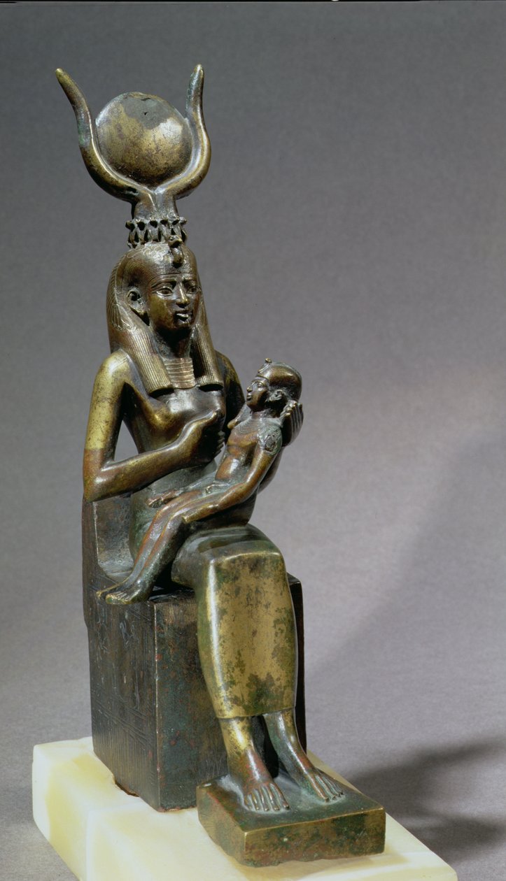 Isisin jumalatar ja Horuksen lapsen patsas tekijältä Late Period Egyptian
