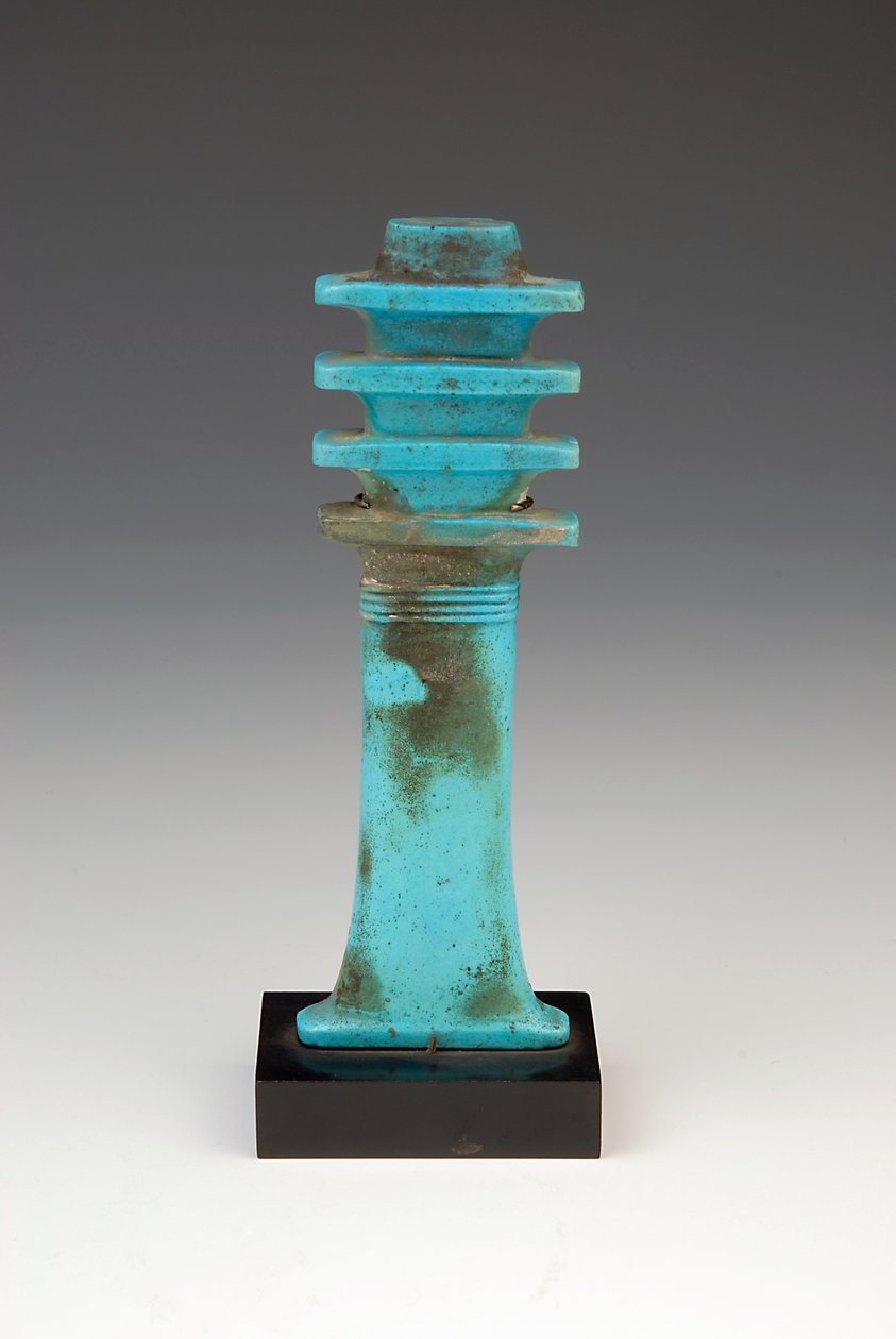 Djed Pillar Amulet fajanssi ja kirkkaan sininen lasite tekijältä Late Period Egyptian