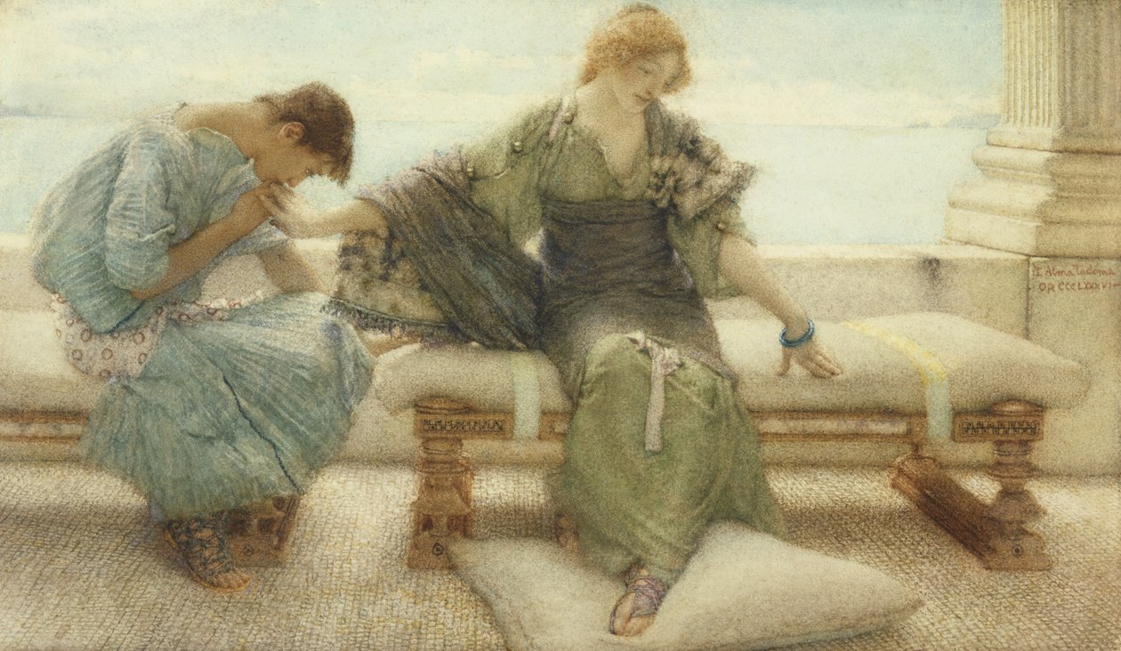 Älä kysy minulta enempää... sillä kosketuksella annan periksi, 1886 tekijältä Lawrence Alma Tadema