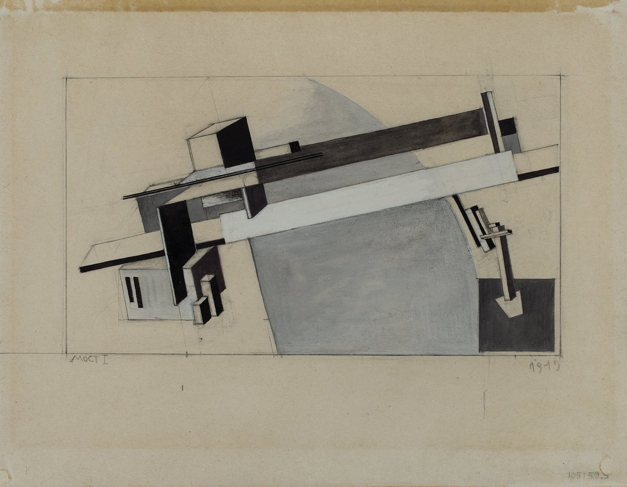 Proun -tutkimus 1A (Proun S. K.) silta tekijältä Eliezer Markowich Lissitzky