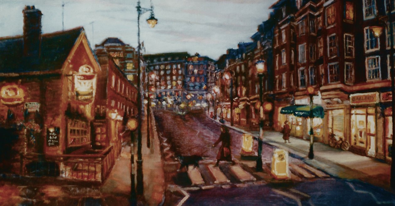 Ebury Bridge Rd. 2001 (öljy paperille) Pimlico-iltakatu tekijältä Lee Campbell