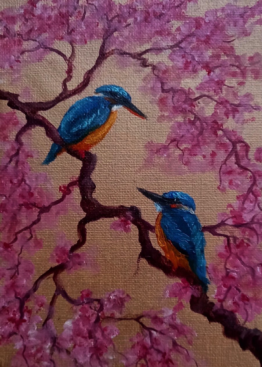 Blossom Birds, 2024 (öljy kankaalle) tekijältä Lee Campbell