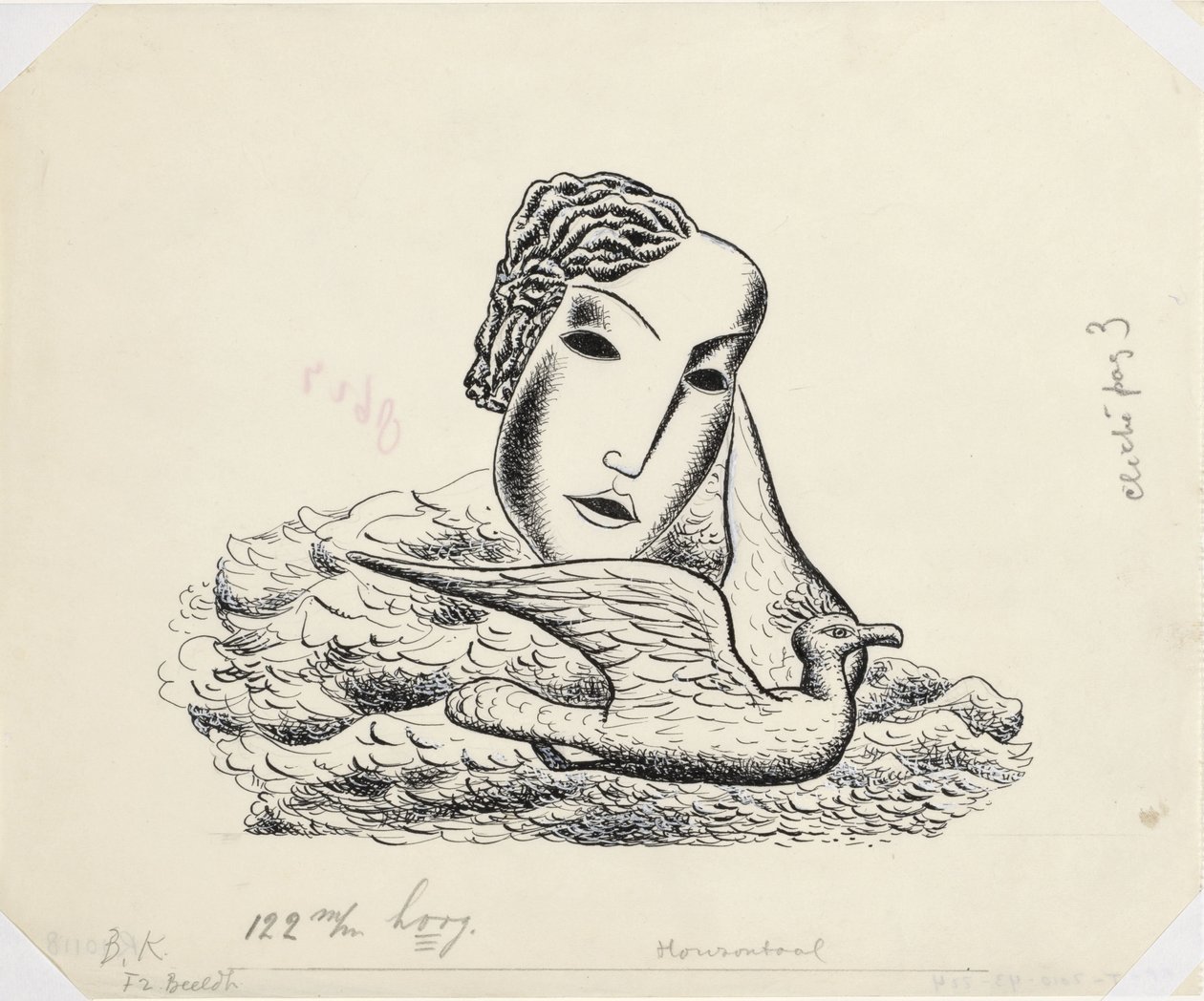 Naisen pää ja lintu (luonnos) tekijältä Leo Gestel