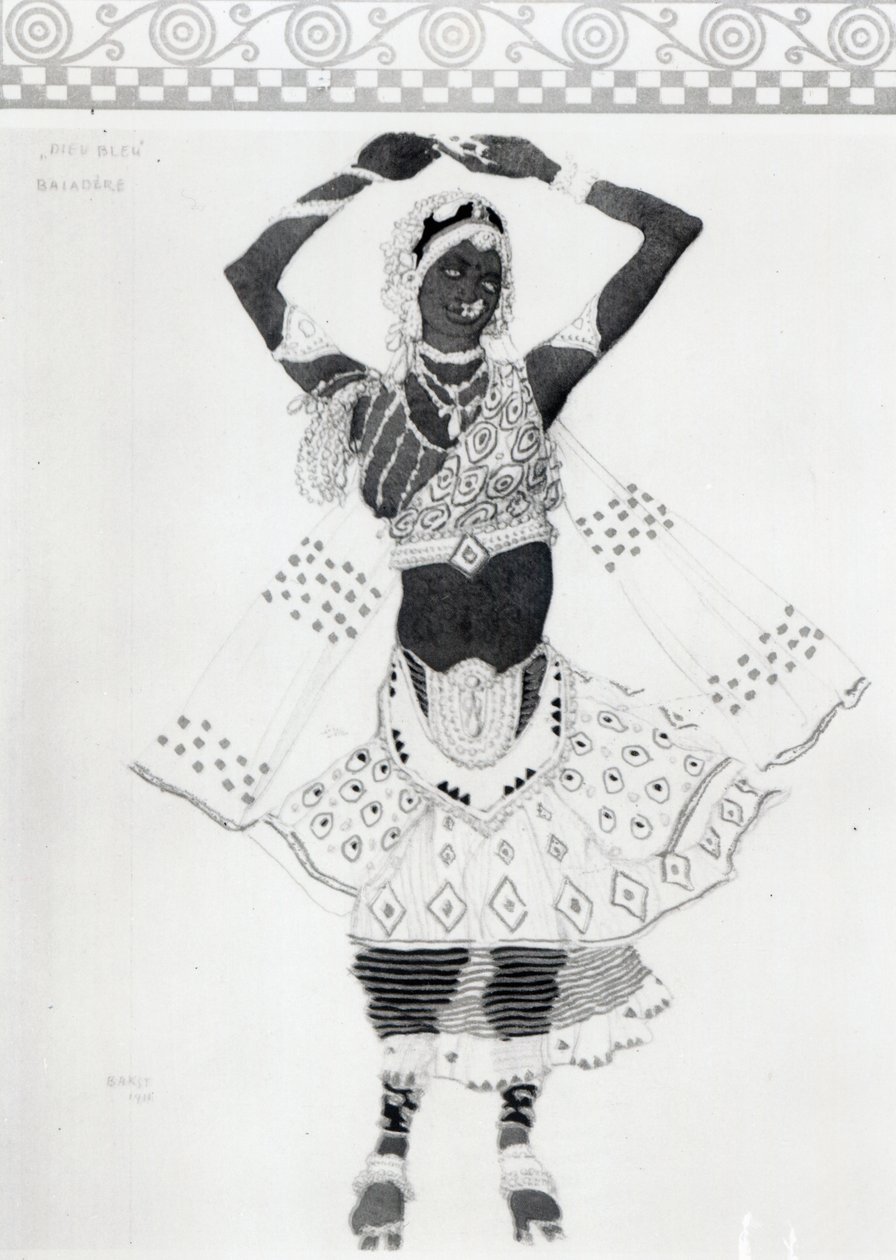 Pukusuunnittelu elokuvaan "Le Dieu Bleu", 1912 tekijältä Leon Bakst