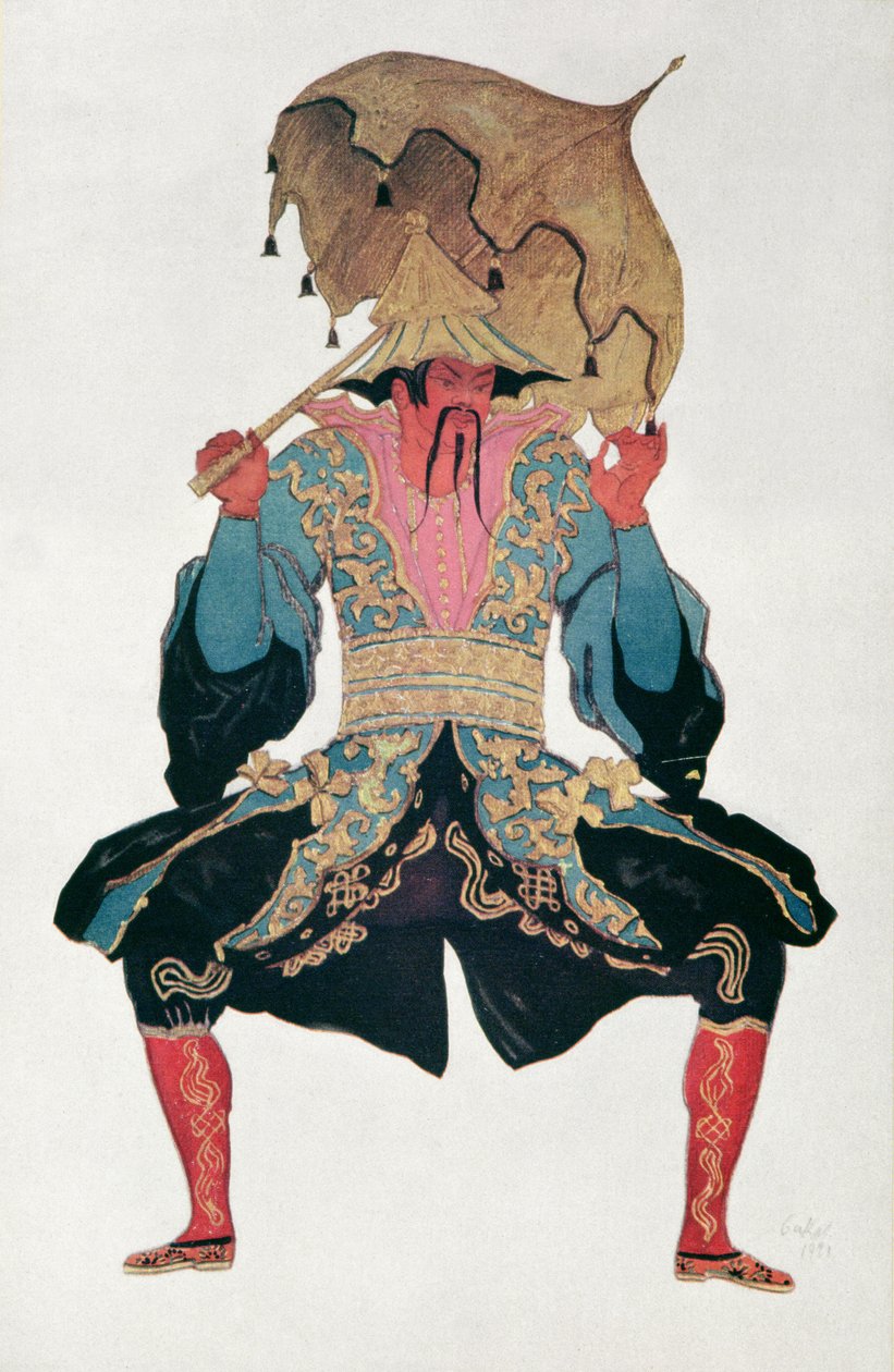 Pukusuunnittelu kiinalaiselle, Prinsessa Ruusunen, 1921 tekijältä Leon Bakst