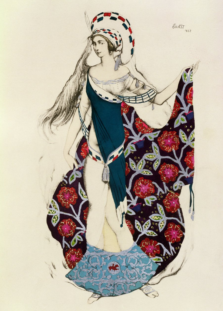 Naisen pukusuunnitelma, teoksesta Judith, 1922. tekijältä Leon Bakst