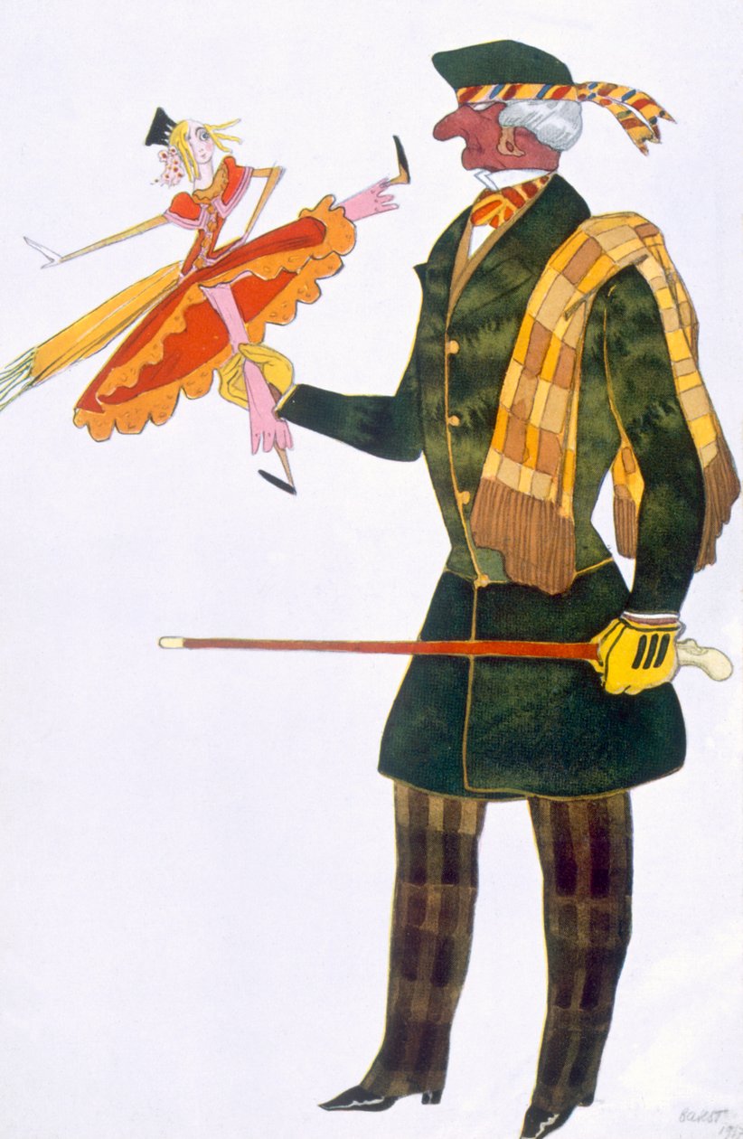 Englantilaisen puku, teoksesta La Boutique Fantastique, 1917. tekijältä Leon Bakst