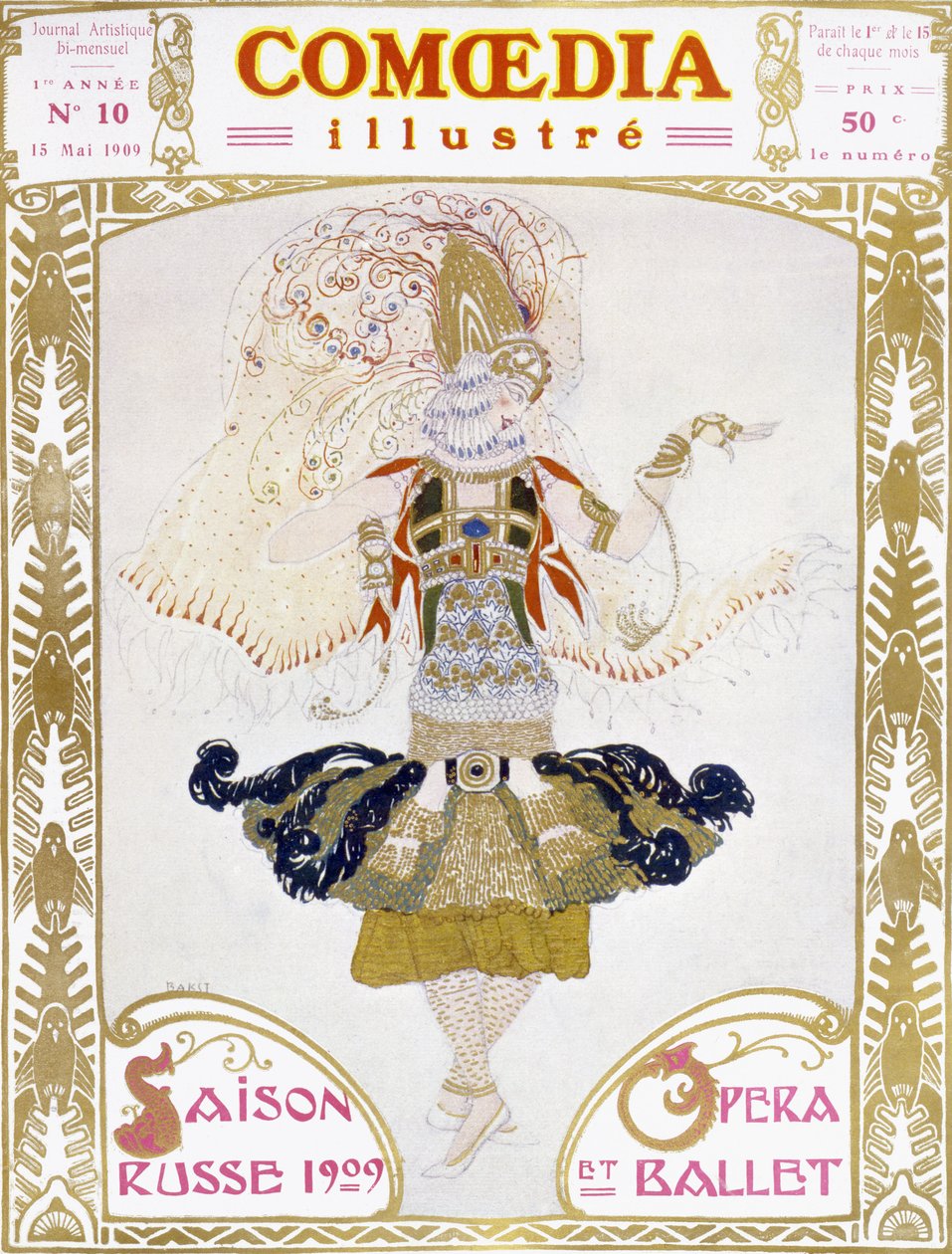 Comoedian etukansi, 1909 tekijältä Leon Bakst