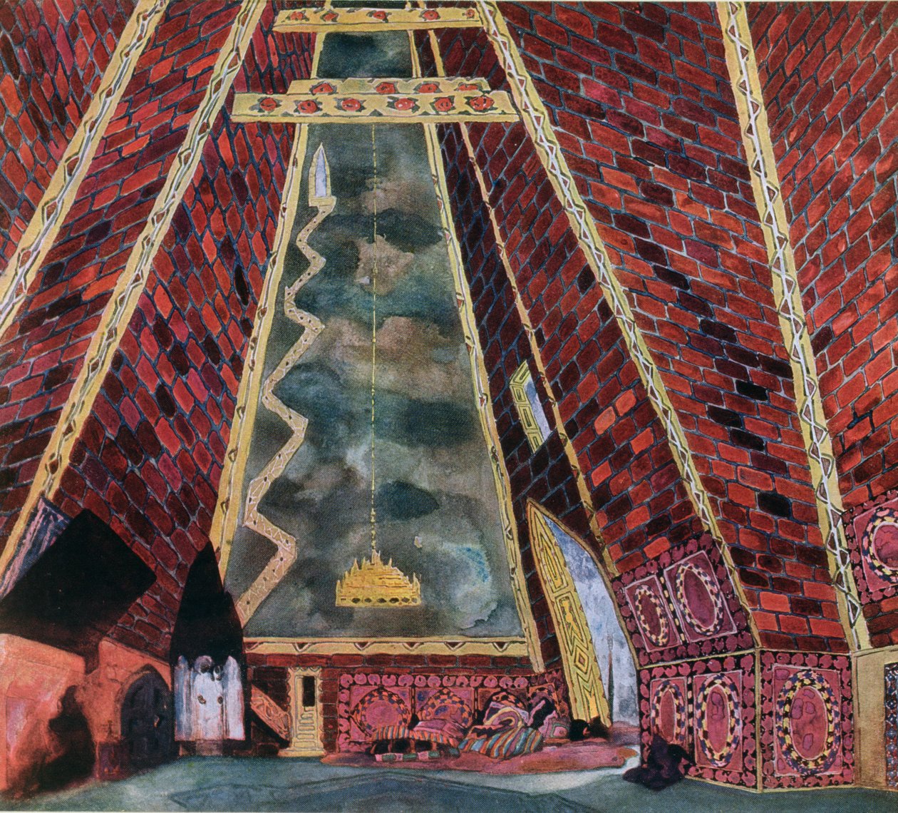 Maisemasuunnittelu Thamarille, 1912 tekijältä Leon Bakst