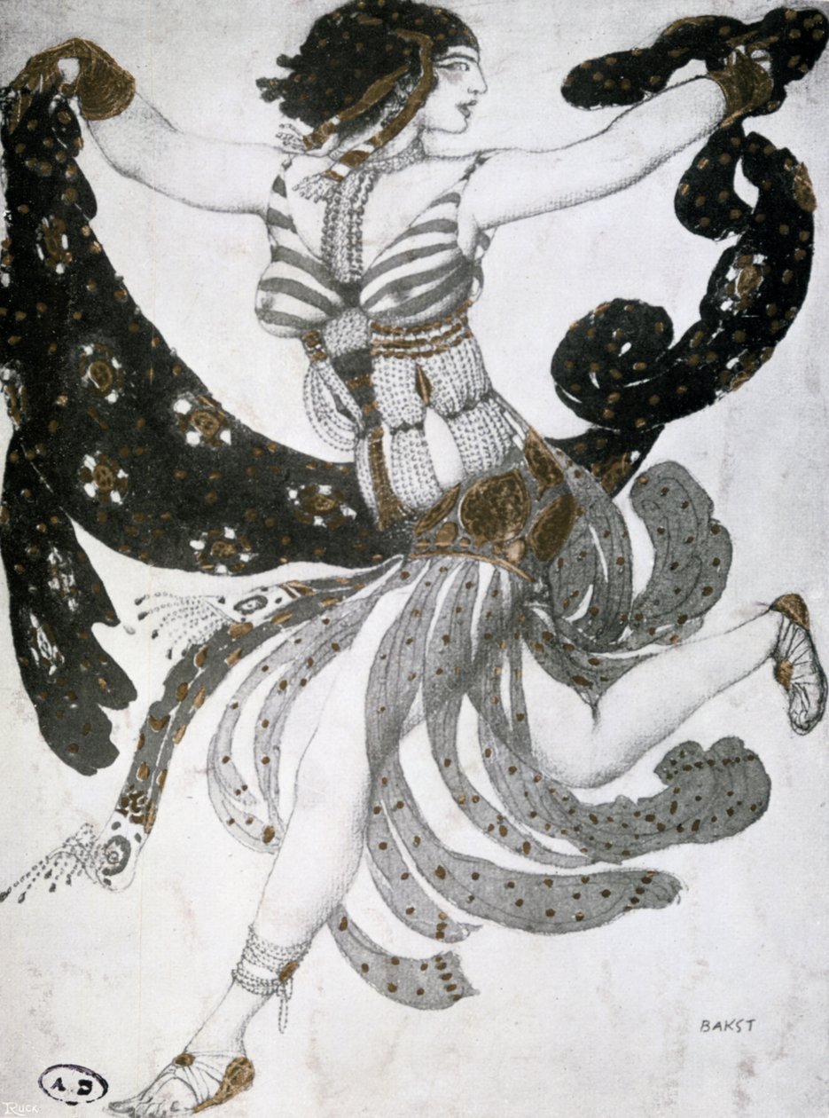 Cleopatra, baletin pukusuunnittelu, 1909 tekijältä Leon Bakst