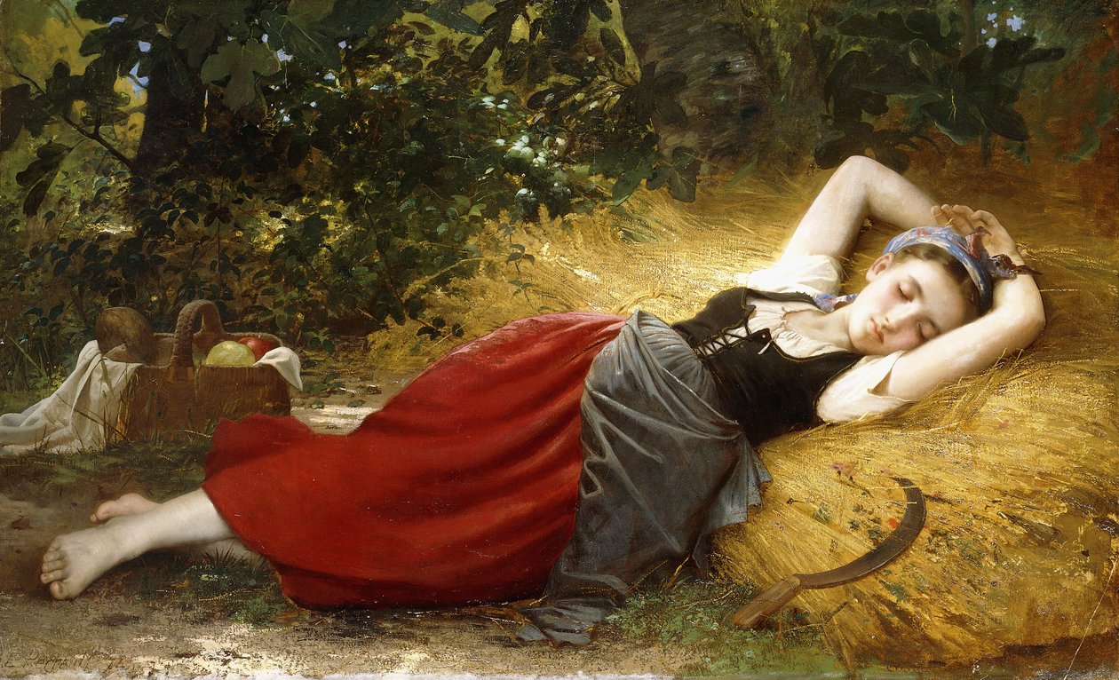 Nuori talonpoikatyttö, nukkuu, 1874 tekijältä Leon Bazile Perrault