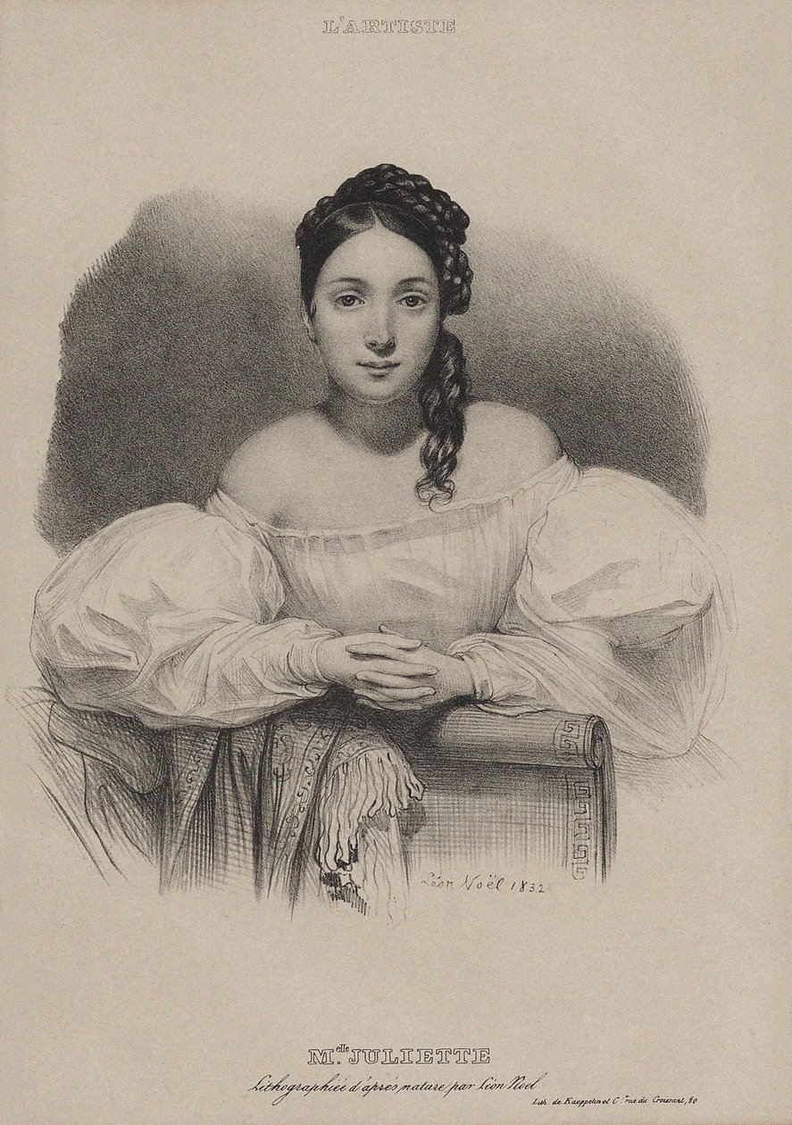Juliette Drouetin muotokuva 1806-1883, 1832. tekijältä Leon Noel