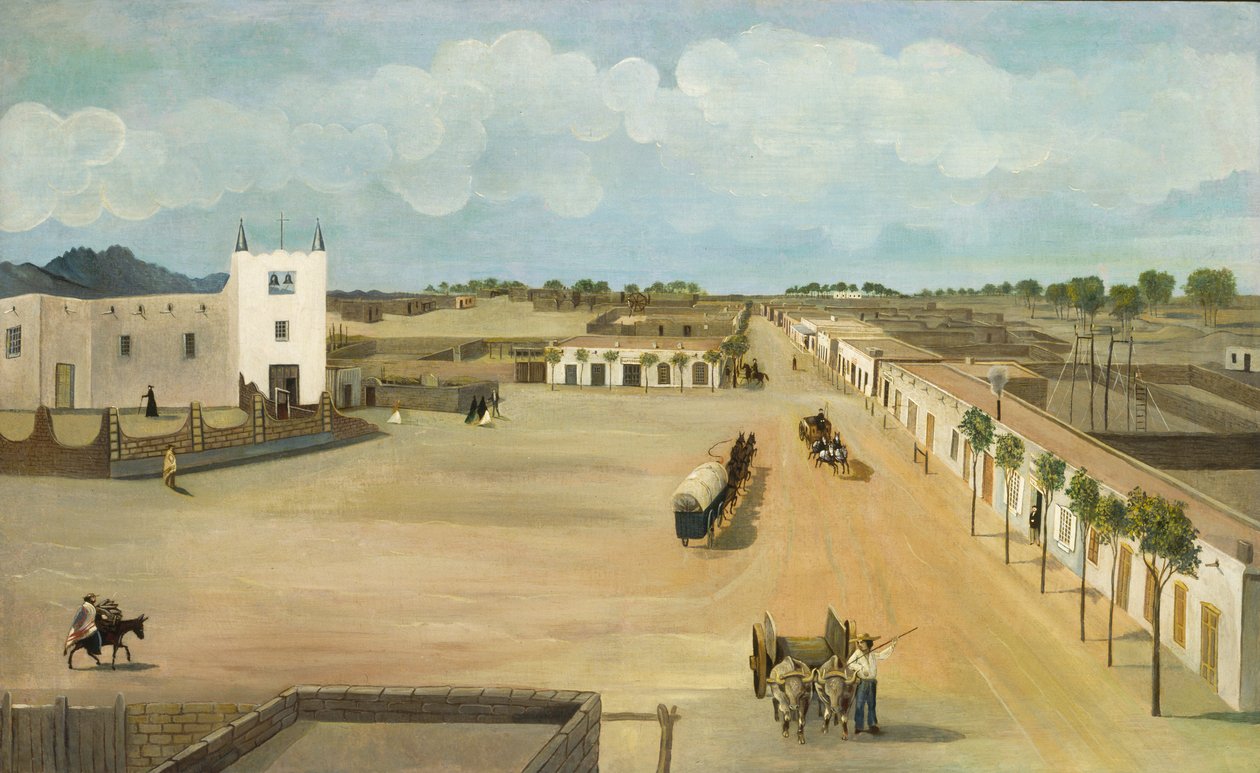 Vanha Mesilla Plaza, n. 1885-1886. tekijältä Leon Trousset