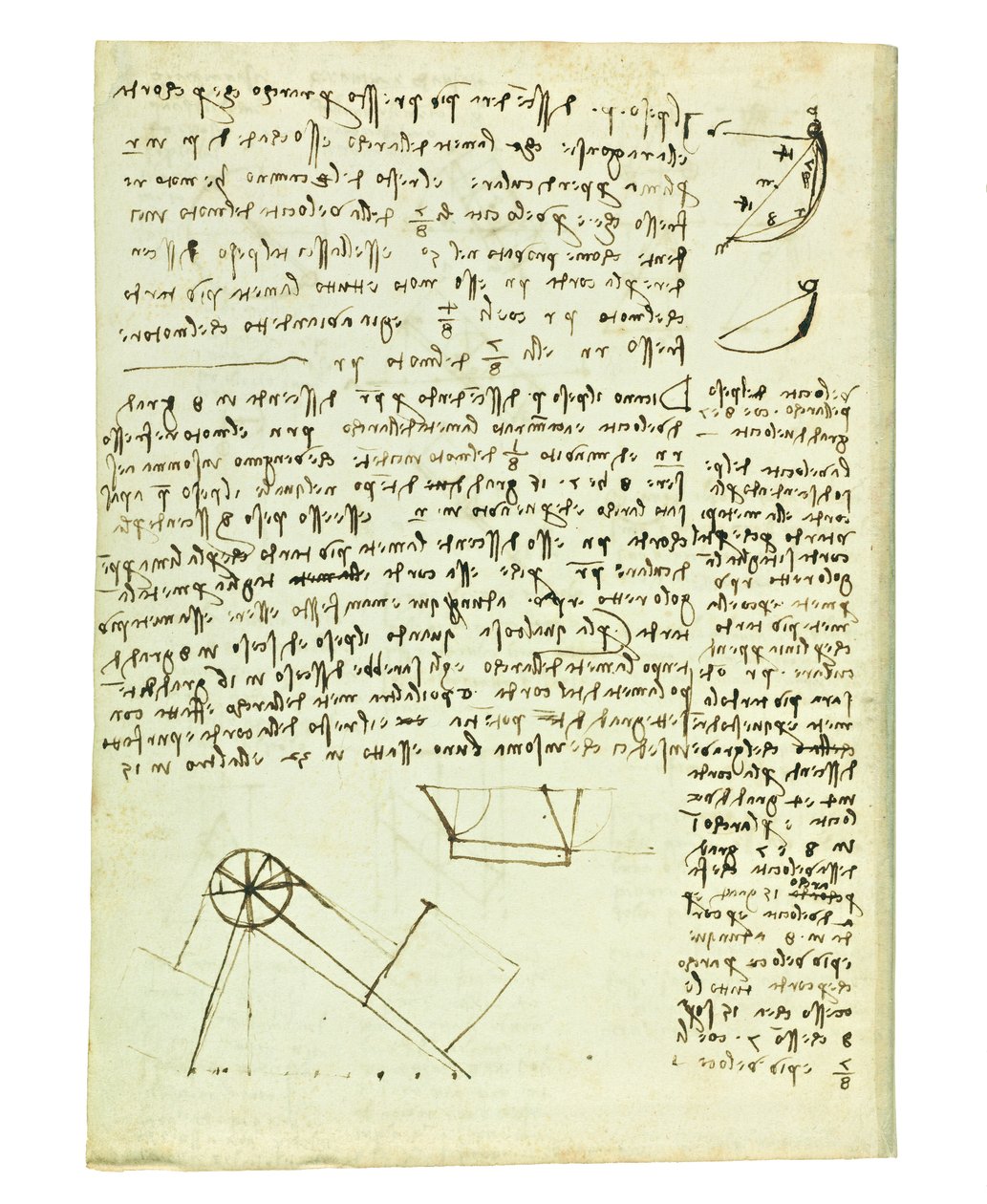 Codex lintujen lennosta, Folio 1 verso tekijältä Leonardo da Vinci
