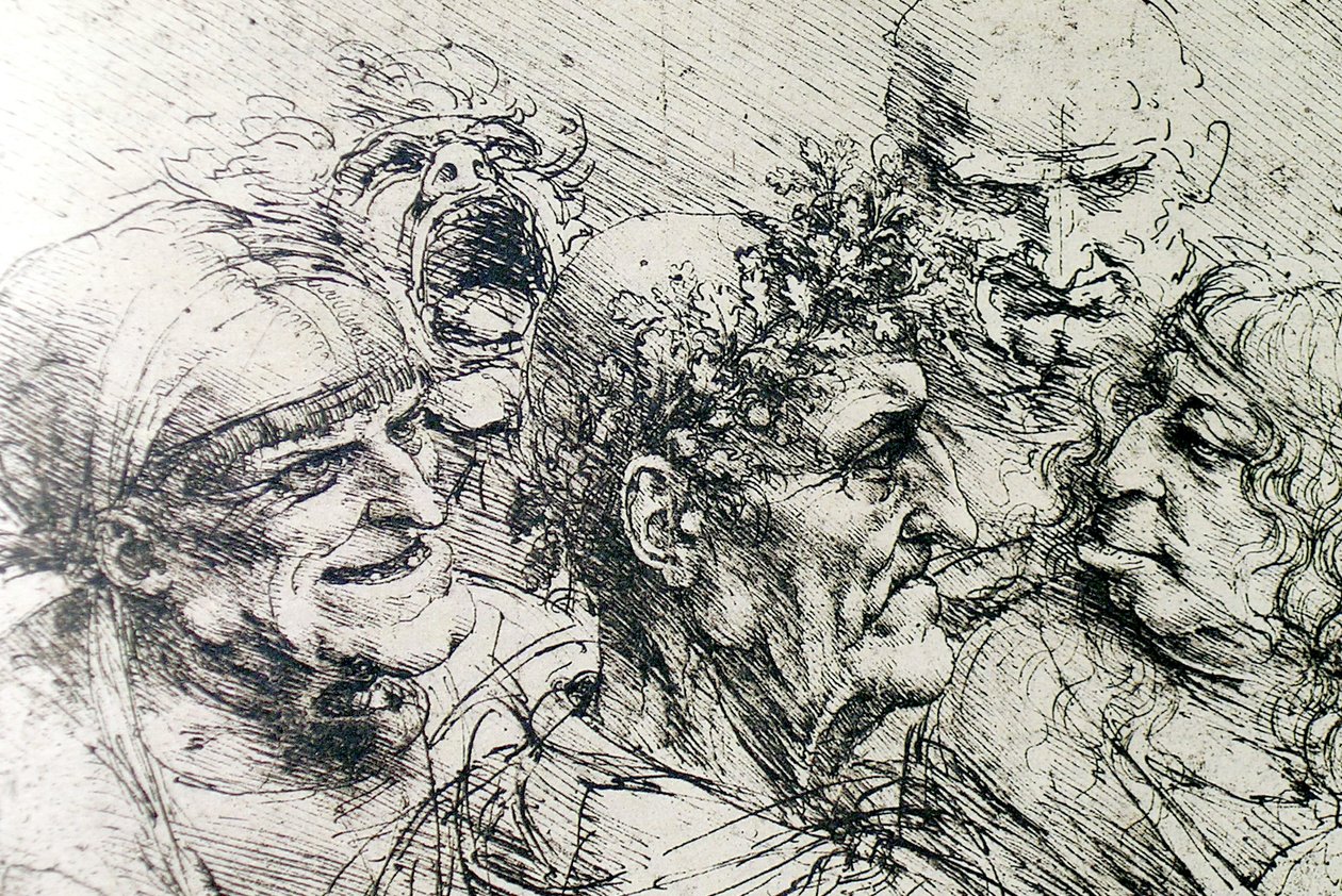 Groteske Köpfe tekijältä Leonardo da Vinci