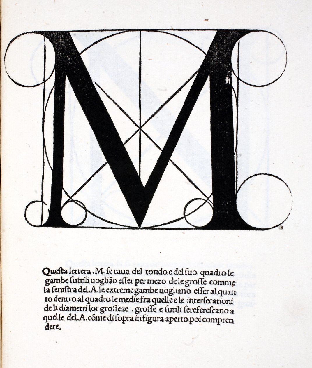 M, kuvitus "Divina Proportionesta", kirjoittaja Luca Pacioli (n. 1445-1517), alunperin pub. Venetsia, 1509 tekijältä Leonardo da Vinci