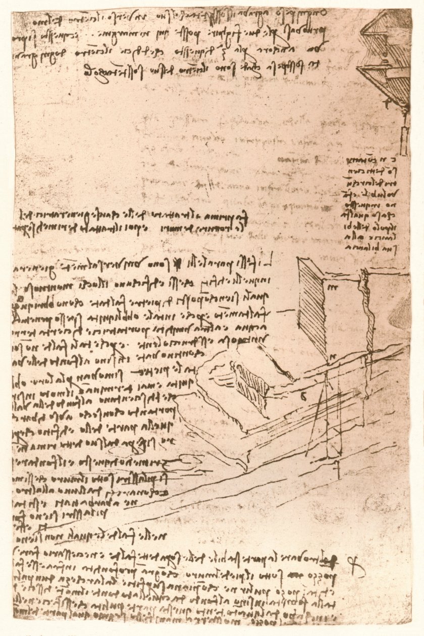 Arkkitehtipiirustus, c1472-c1519 1883 tekijältä Leonardo da Vinci