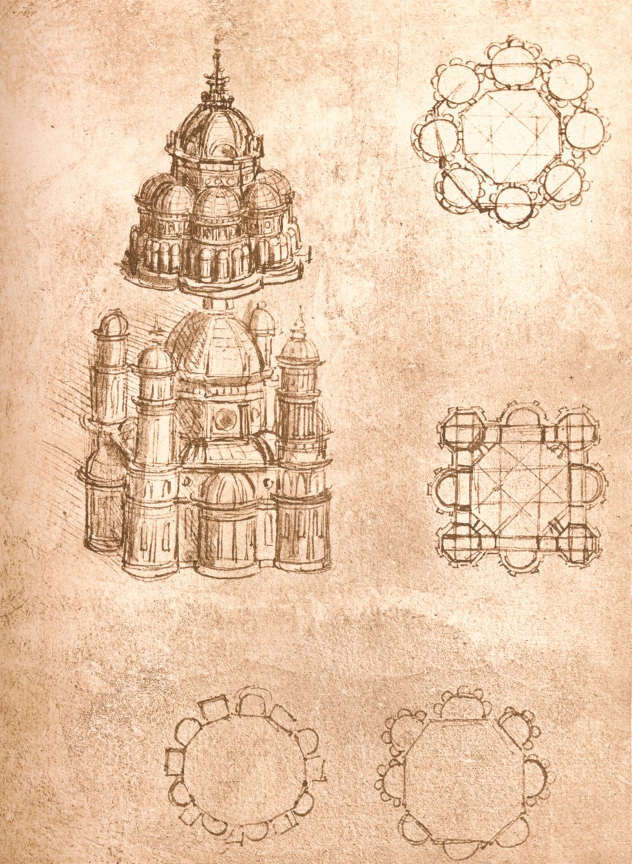 Piirustus kirkoista, c1472-c1519 1883 tekijältä Leonardo da Vinci