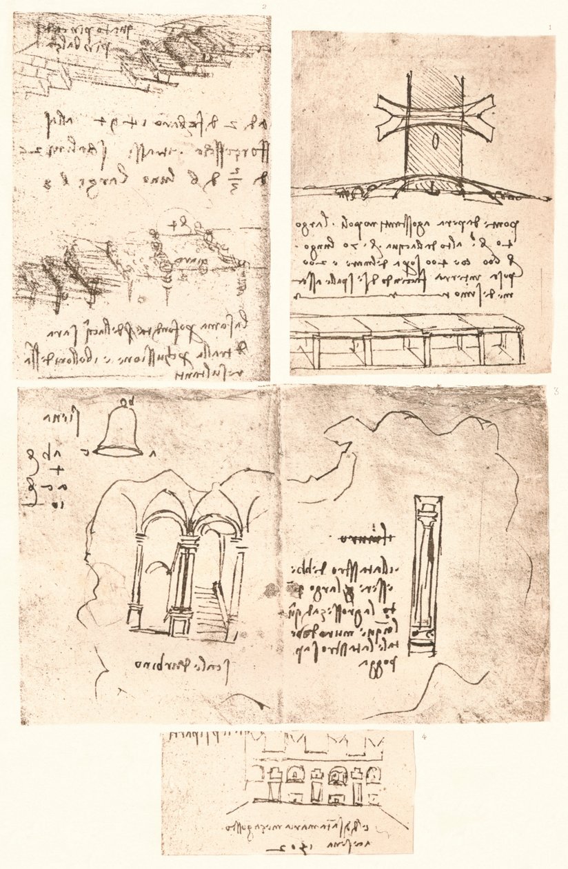Neljä topografista piirustusta, c1472-c1519 1883 tekijältä Leonardo da Vinci