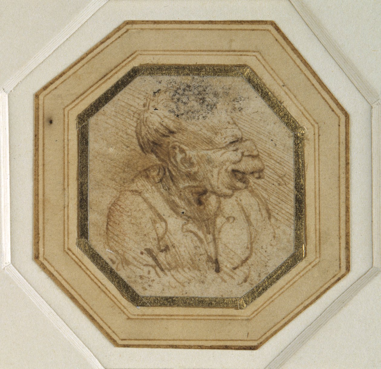 Groteski pää (kynä ja muste paperille) tekijältä Leonardo da Vinci