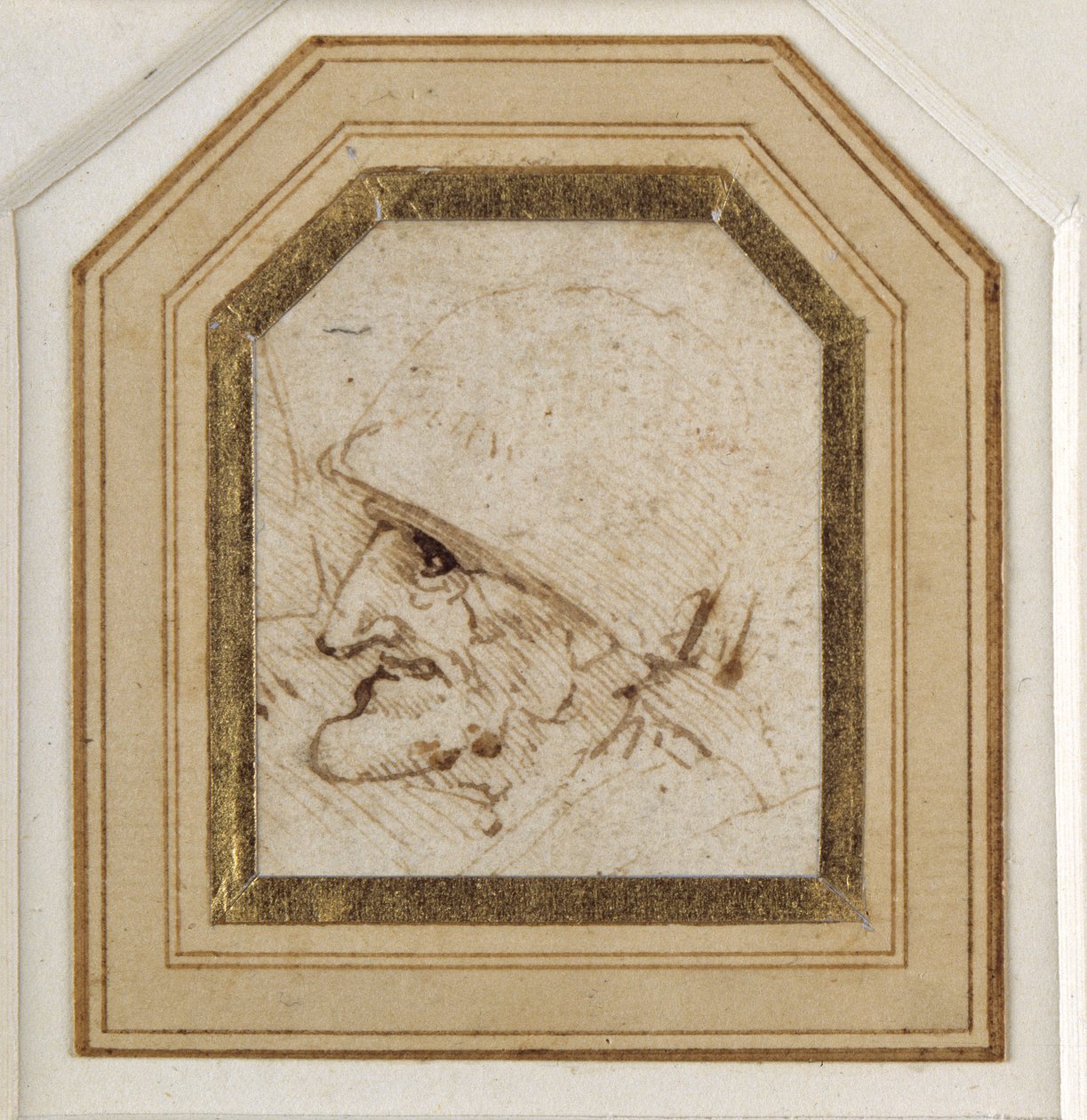Groteski pää (kynä ja muste paperille) tekijältä Leonardo da Vinci