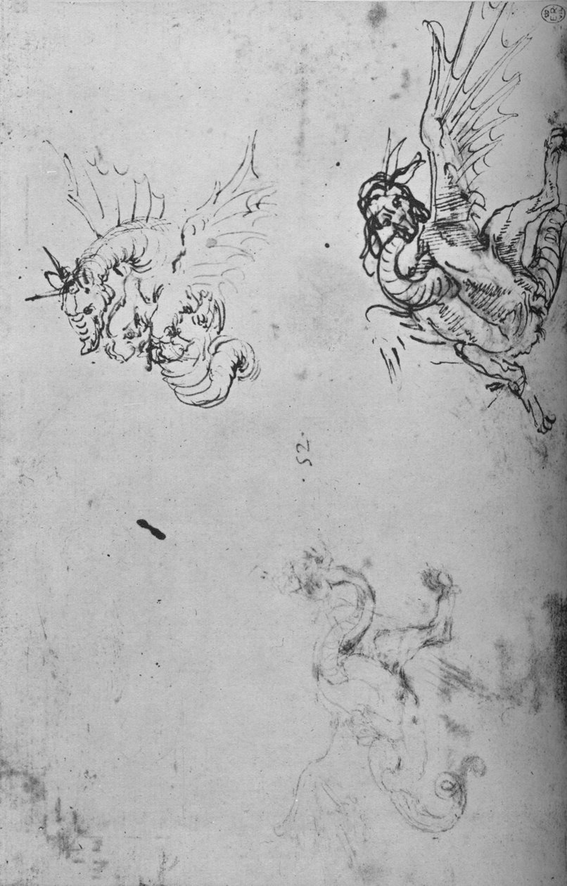 Studies of a Dragon, c1480 1945 tekijältä Leonardo da Vinci