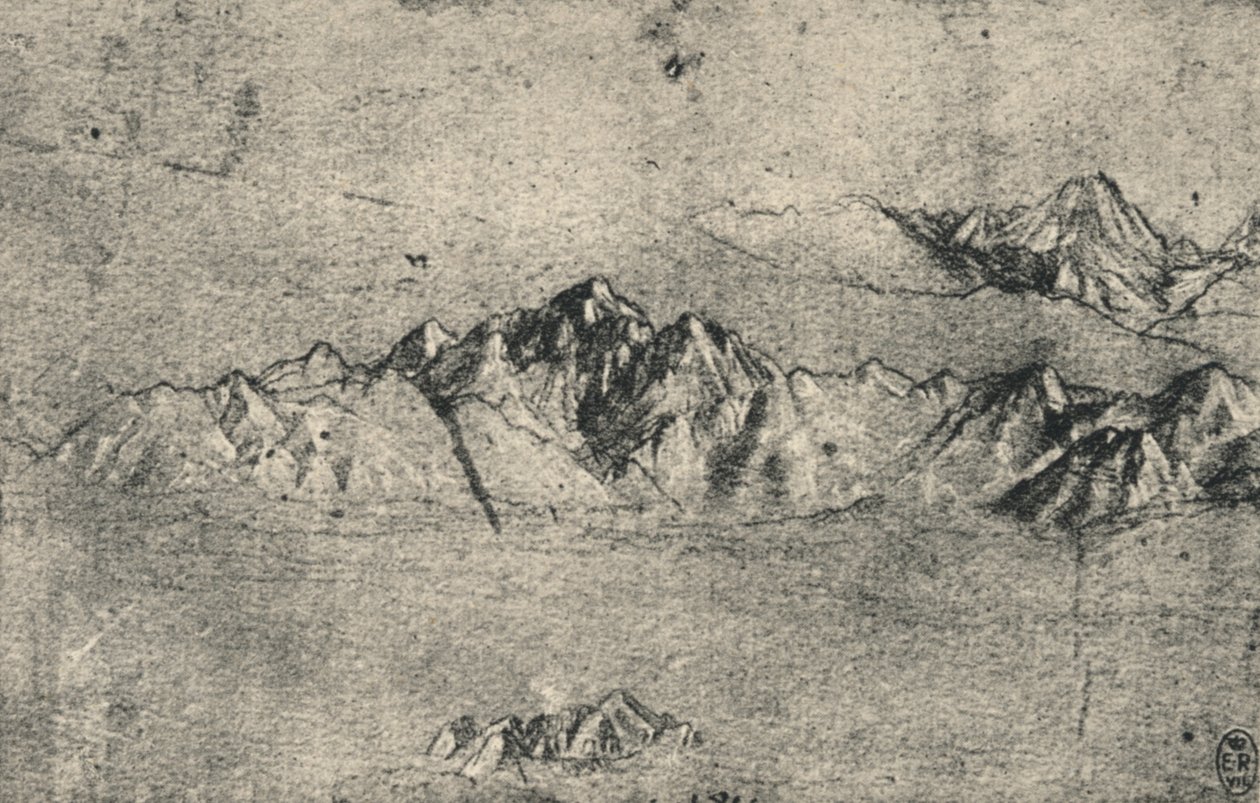Study of Mountain Ranges, c1480 1945 tekijältä Leonardo da Vinci
