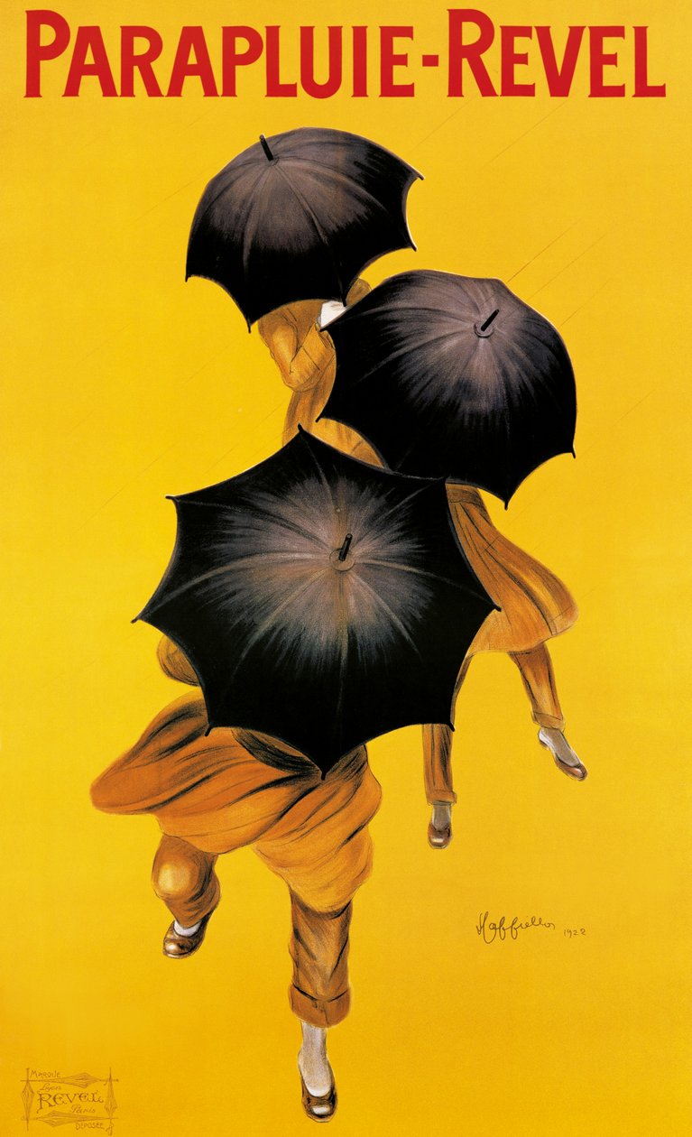 Revel-sateenvarjoja mainostava juliste, 1922. tekijältä Leonetto Cappiello