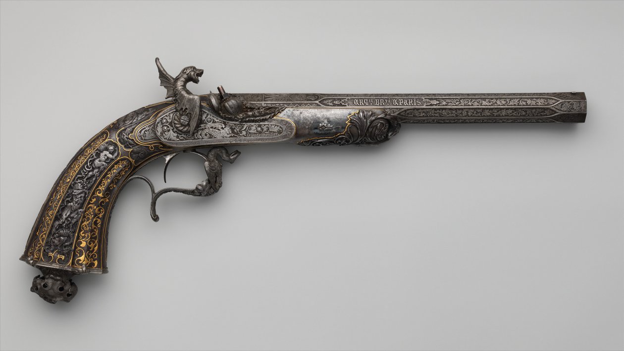 Percussion Exhibition Pistol, ranska, Pariisi, päivätty 1849 tekijältä Lepage Moutier
