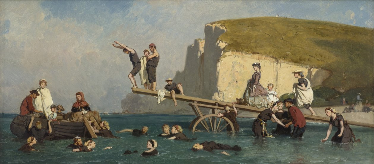 Kylpyläiset Etretatissa, n. 1858. tekijältä Lepoittevin