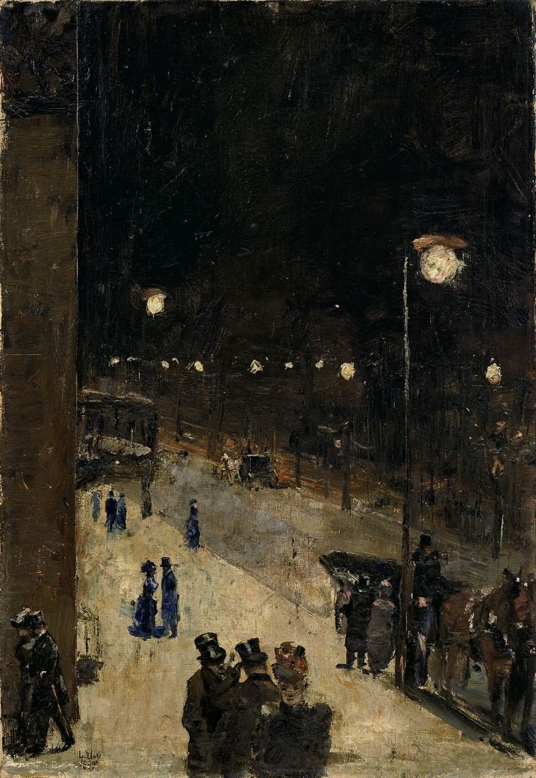 Berliner Straße bei Nacht tekijältä Lesser Ury
