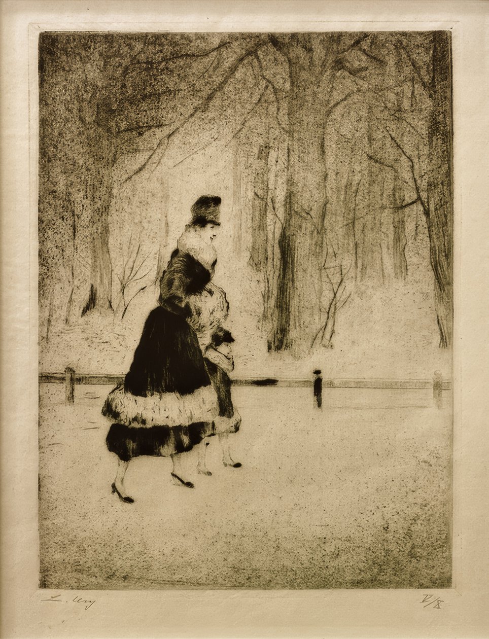 Dame mit Kind im Tiergarten tekijältä Lesser Ury