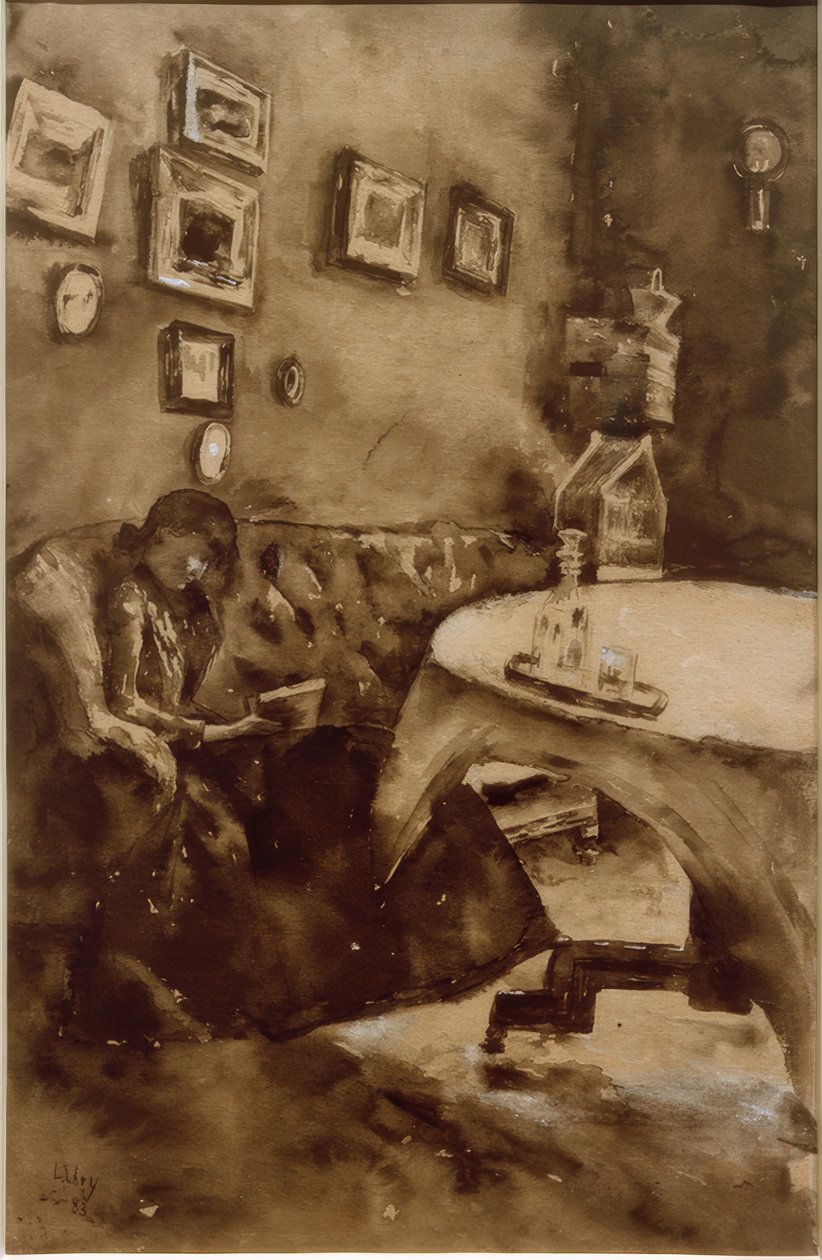 Sisustus, jossa nainen lukee tekijältä Lesser Ury