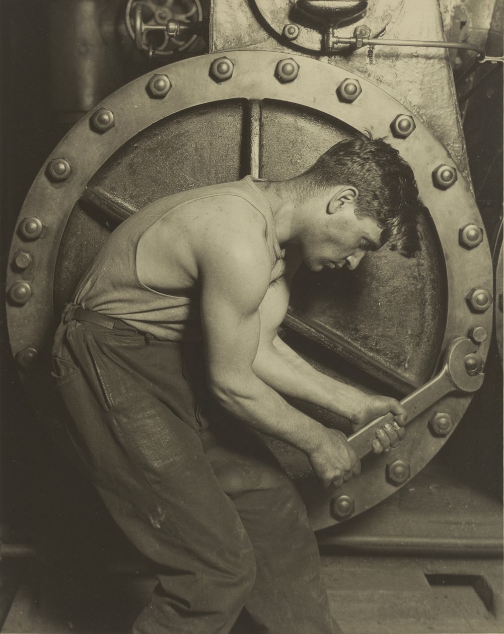 Mekaanikko ja höyrypumppu, 1921 tekijältä Lewis Wickes Hine