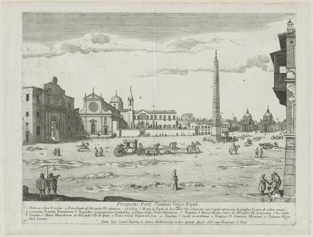 Esite Rooman kaupungin paikoista Insign[ium], 1666. tekijältä Lievin Cruyl