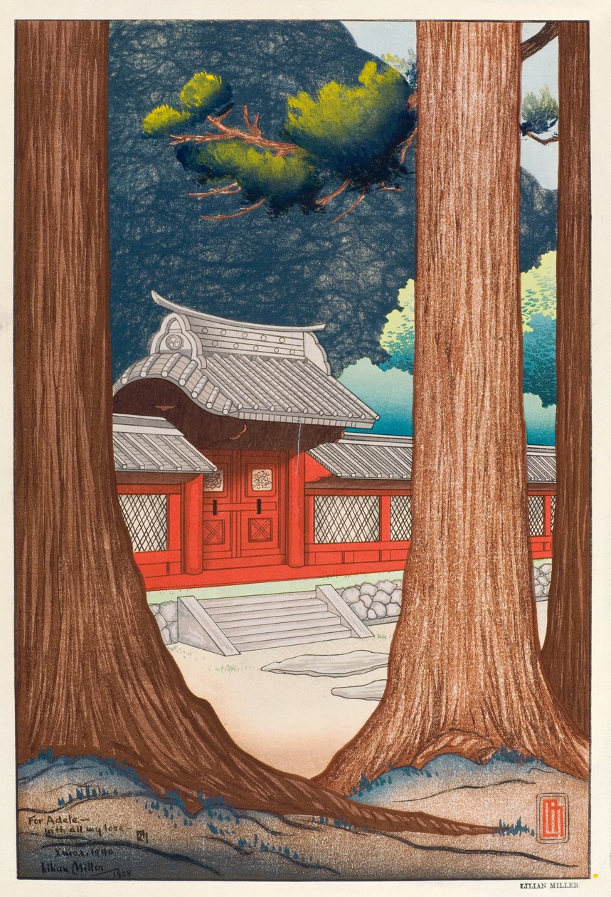 Nikko Gateway, 1928 (puupalikka) tekijältä Lilian May Miller