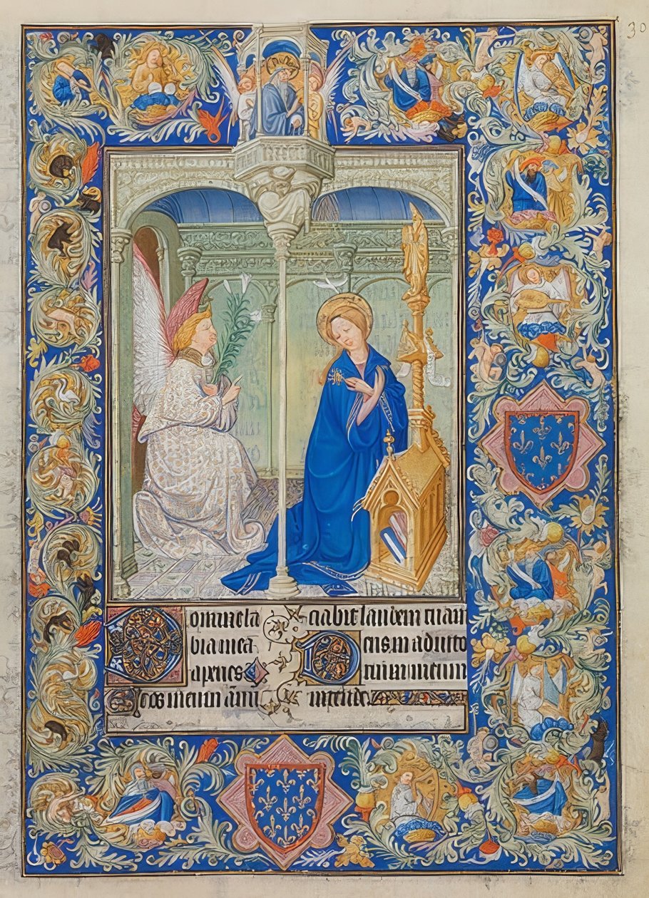 Berryn herttuan tuntikirja. Ilmoitus. 1405-08 / 09 tekijältä Limbourg Brothers
