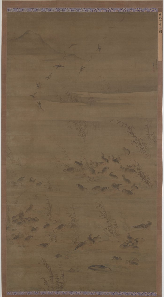 Hanhet laskeutuvat hiekkaan, Ming-dynastia, 1621. tekijältä Lin Xue