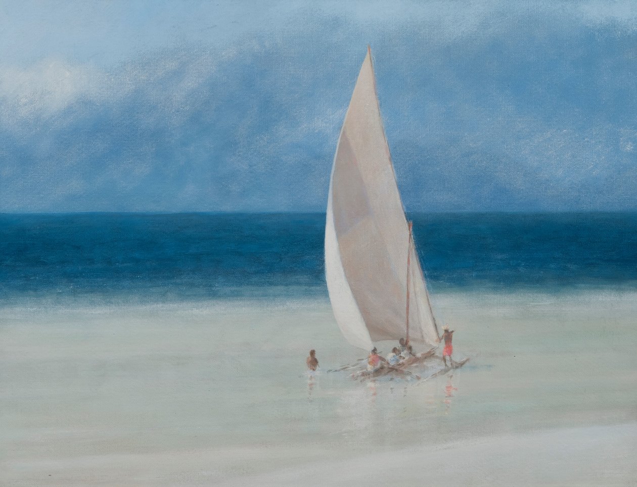 Kalastajat, Kilifi, 2012 (akryyli kankaalle) tekijältä Lincoln Seligman