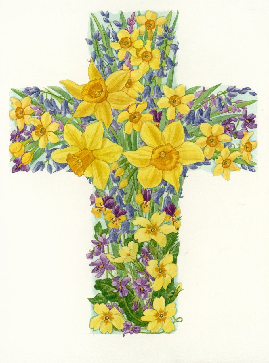 Floral Cross I, 1998 (wc paperilla) tekijältä Linda Benton