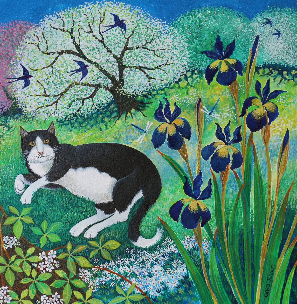 Kits Garden, 2017, (akryylit paperille) tekijältä Lisa Graa Jensen