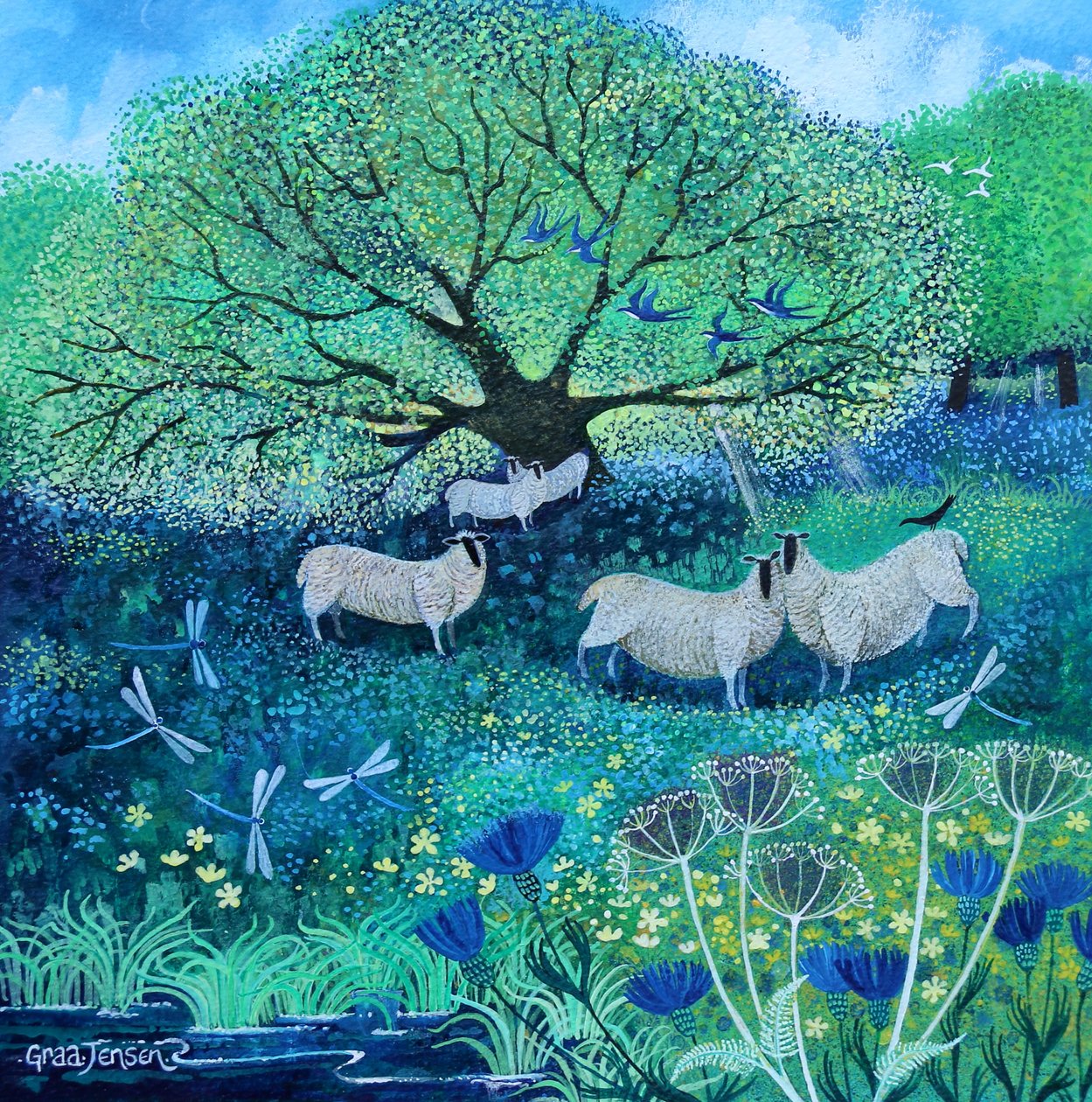 Dragonflies, 2022,(akryylit paperille) tekijältä Lisa Graa Jensen