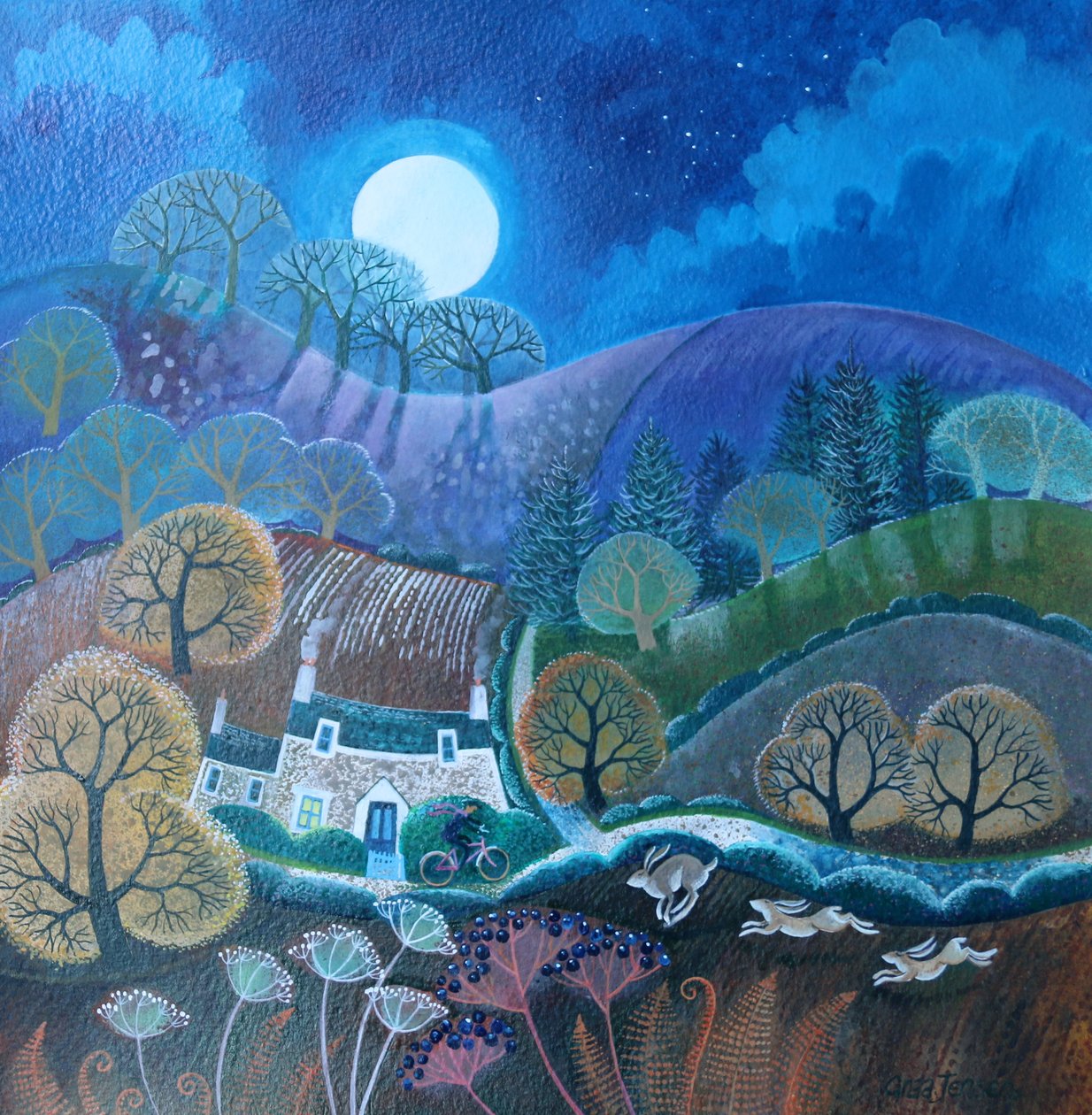 First Frost,2017,(akryyli tussilla paperille) tekijältä Lisa Graa Jensen