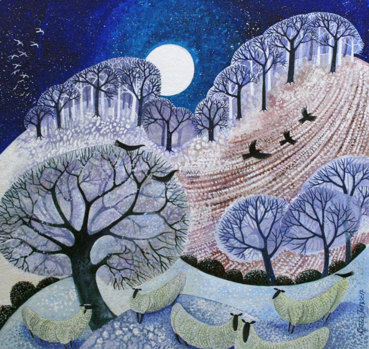 First Snow Surrey Hills (akryylimuste)_ tekijältä Lisa Graa Jensen