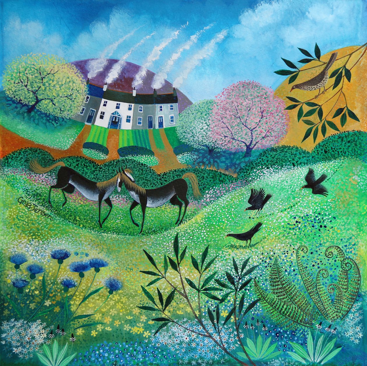Wildflower niitty, 2020 (akryylit paperille) tekijältä Lisa Graa Jensen