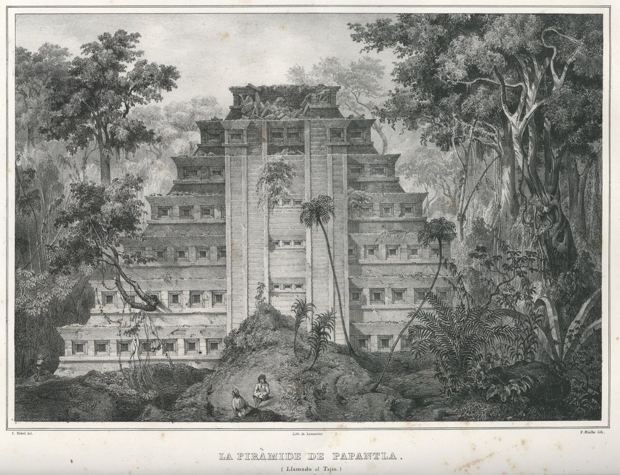 Papantlan pyramidi, Meksiko. tekijältä Frederic Mialhe
