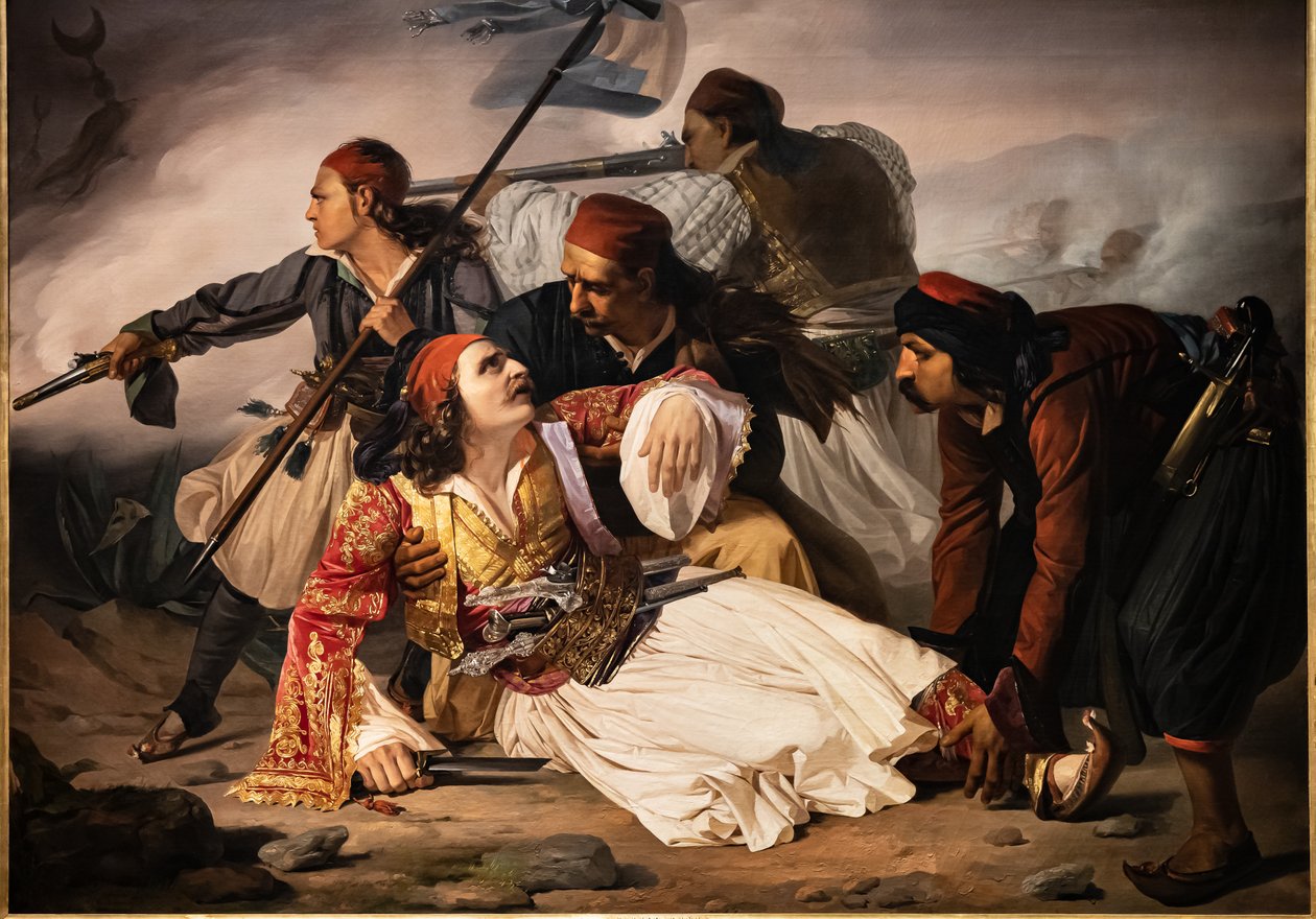 aLa mort de Marco Botzaris, c.1841 (oli sobre tela)finès tekijältä Lodovico Lipparini