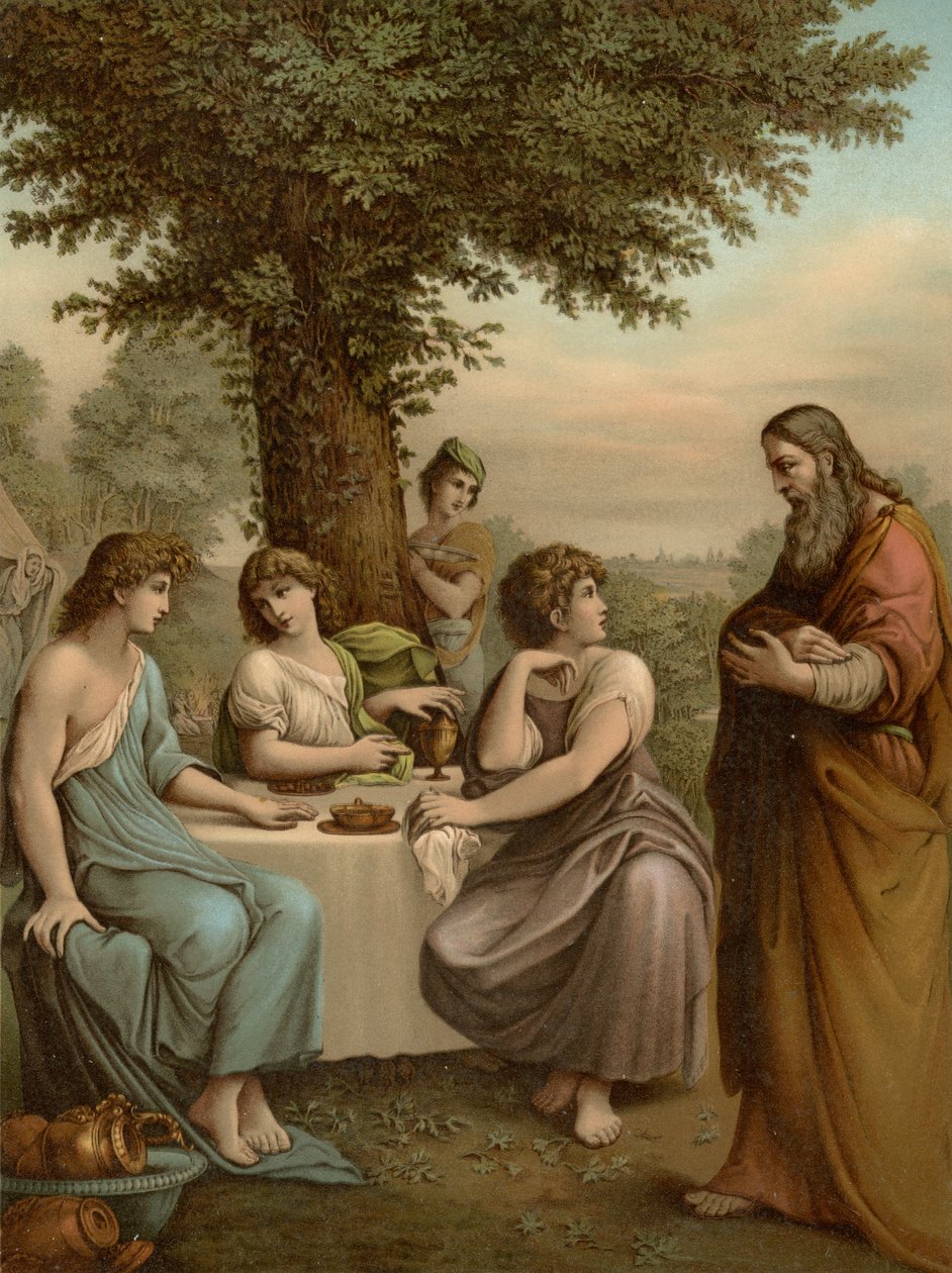 Abraham viihdyttää enkeleitä tekijältä Lodovico after Carracci