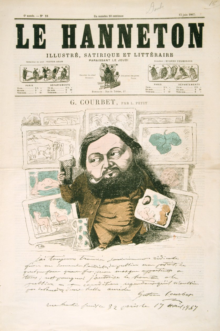 Gustave Courbet, ranskalainen taidemaalari, 1867 tekijältä Léonce Justin Alexandre Petit