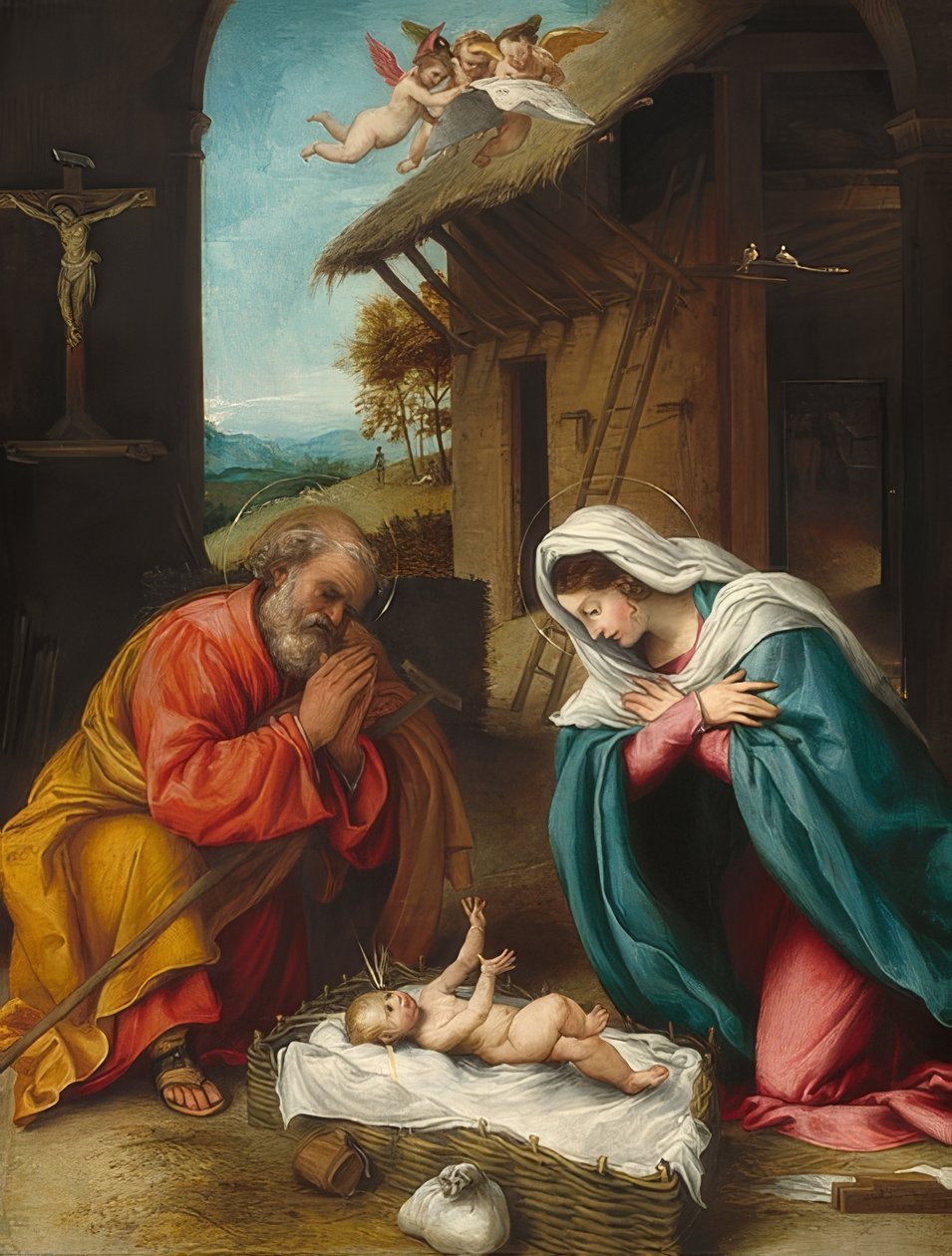 Kristuksen syntymä. 1523 tekijältä Lorenzo Lotto